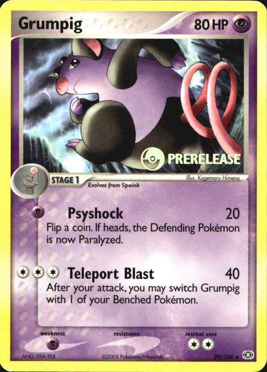 Grumpig 29/106 Prerelease Uncommon Emerald Pokemon Near Mint