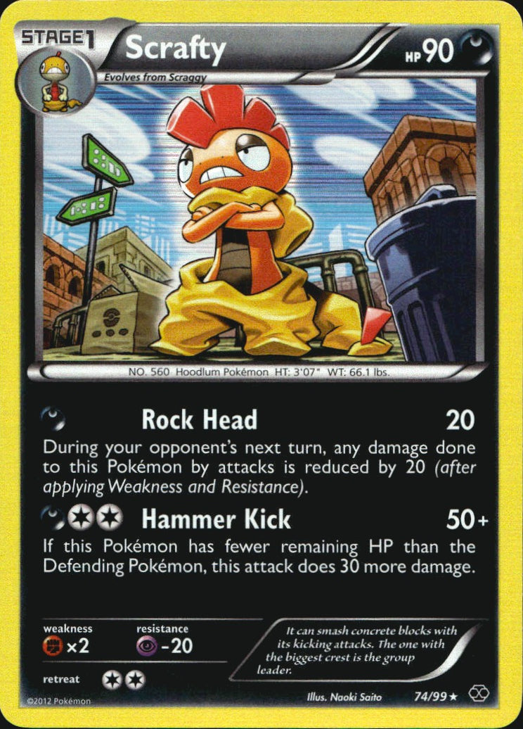 Scrafty 74/99 Holo Rare Next Destinies Pokemon Near Mint