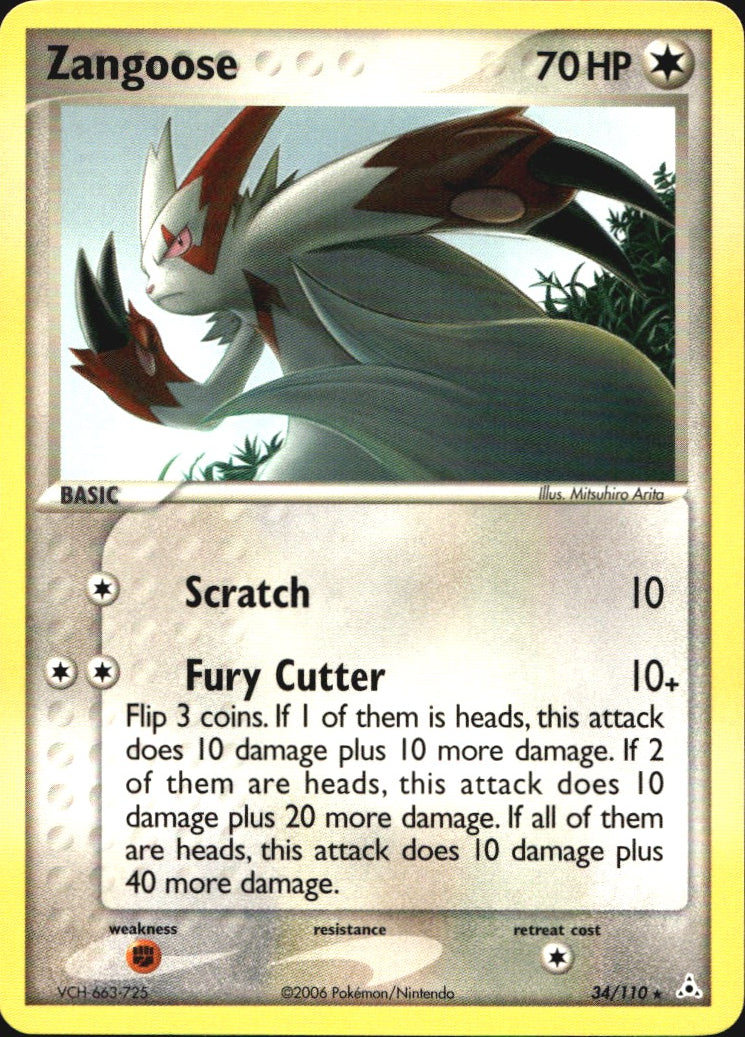 Zangoose 34/110 Rare Holon Phantoms Pokemon Near Mint