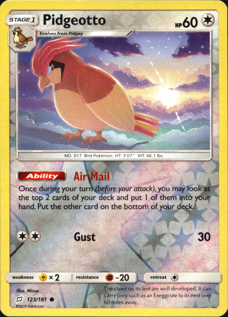 Pidgeotto 123/181 Common Team Up Pokemon Reverse Holo Near Mint