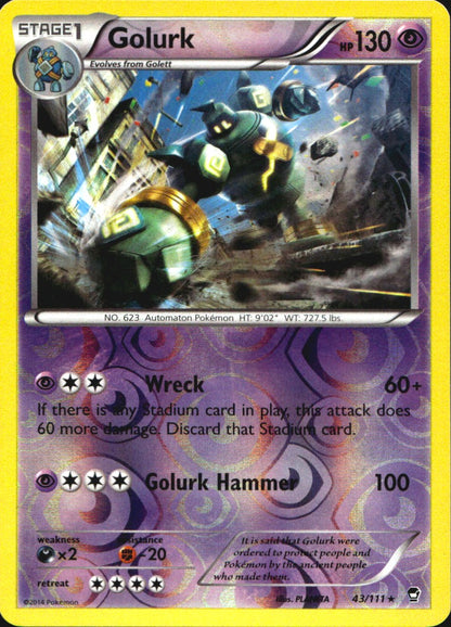 Golurk 43/111 Rare Furious Fists Pokemon Reverse Holo Near Mint