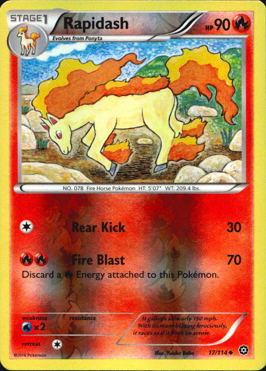 Rapidash 17/114 Uncommon Steam Siege Pokemon Reverse Holo Near Mint