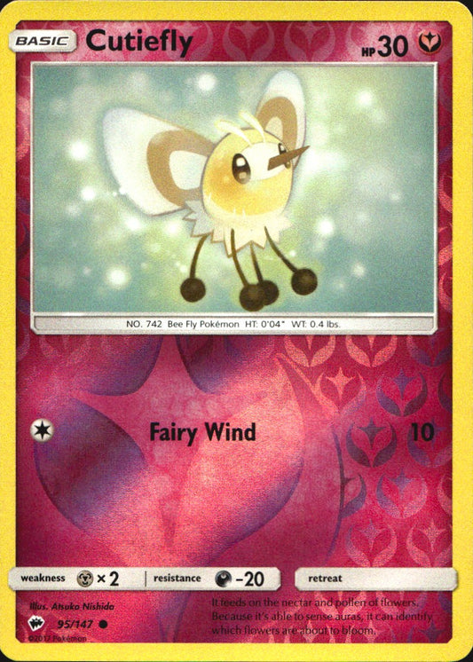 Cutiefly 95/147 Common Burning Shadows Pokemon Reverse Holo Near Mint