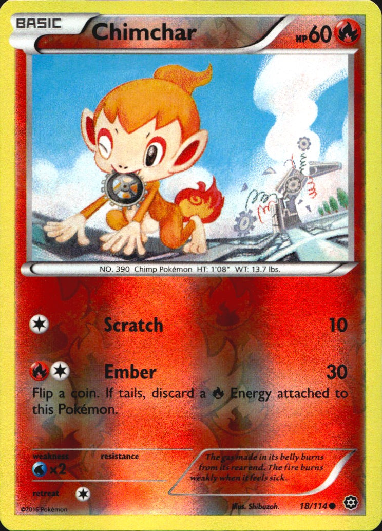 Chimchar 18/114 Common Steam Siege Pokemon Reverse Holo Near Mint