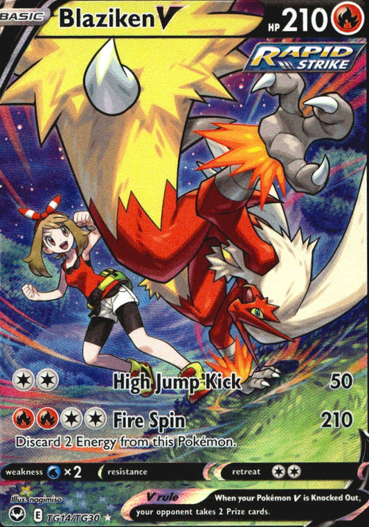Blaziken V TG14/TG30 Holo Rare V Silver Tempest Trainer Gallery Pokemon NM