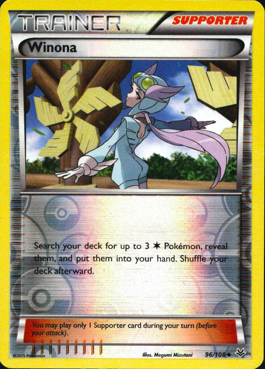 Winona 96/108 Uncommon Roaring Skies Pokemon Reverse Holo Near Mint