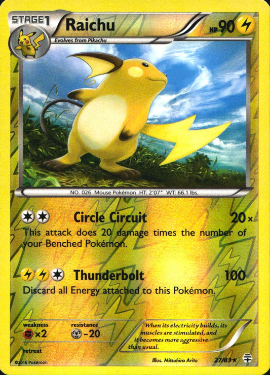 Raichu 27/83 Holo Rare Generations Pokemon Reverse Holo Near Mint