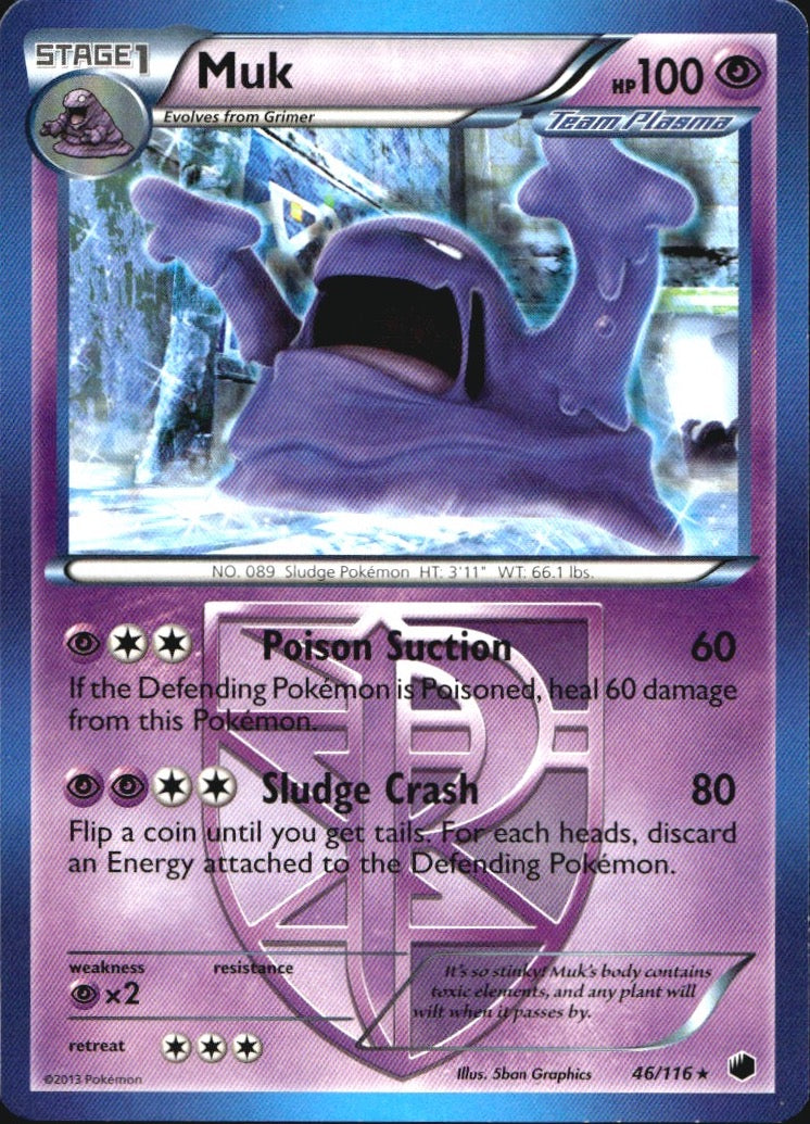 Muk 46/116 Rare Plasma Freeze Pokemon Near Mint