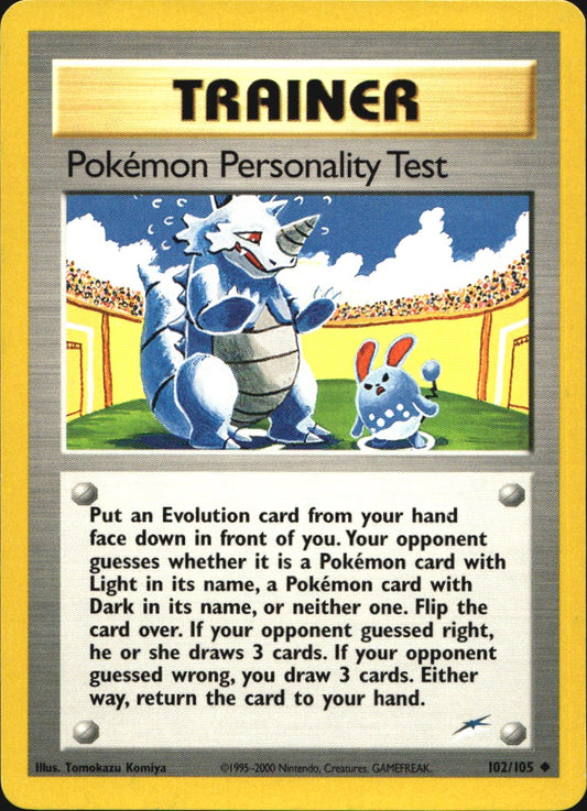 Pokemon Personality Test 102/105 Uncommon Neo Destiny Pokemon Near Mint