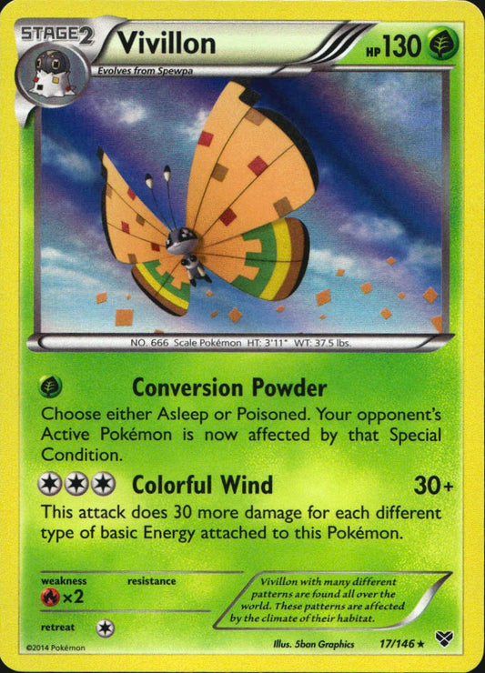 Vivillon 17/146 Holo Rare XY Pokemon Near Mint
