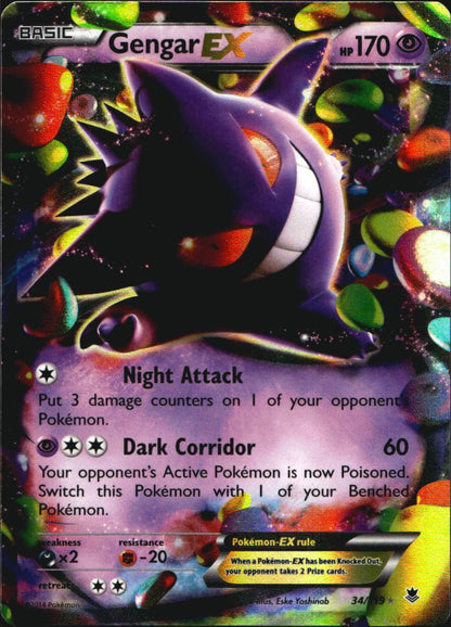 Gengar EX 34/119 Holo Rare EX Phantom Forces Pokemon Near Mint