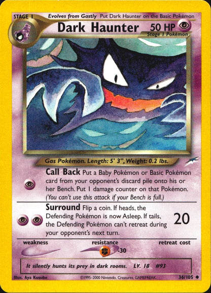 Dark Haunter 36/105 Uncommon Neo Destiny Pokemon Near Mint