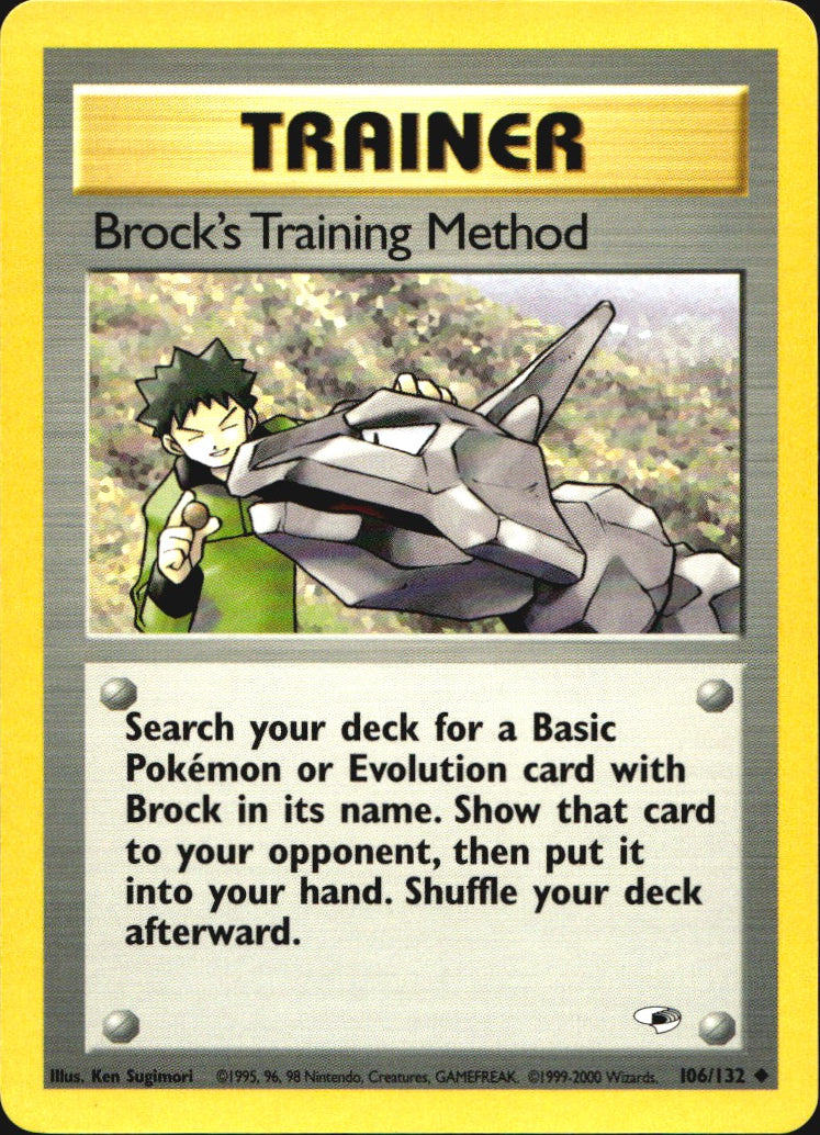 Brock's Training Method 106/132 Uncommon Gym Heroes Pokemon Near Mint