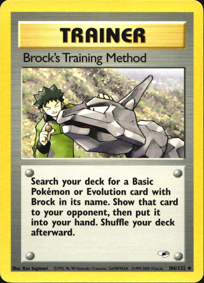 Brock's Training Method 106/132 Uncommon Gym Heroes Pokemon Near Mint