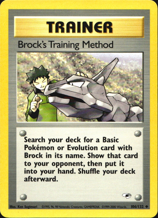 Brock's Training Method 106/132 Uncommon Gym Heroes Pokemon Near Mint