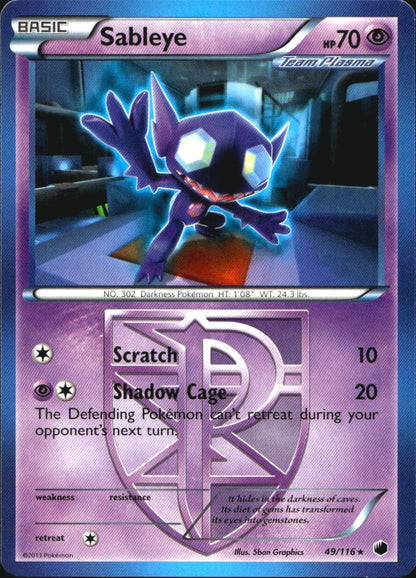 Sableye 49/116 Rare Plasma Freeze Pokemon Near Mint