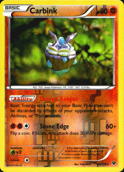 Carbink 49/124 Rare Fates Collide Pokemon Reverse Holo Near Mint