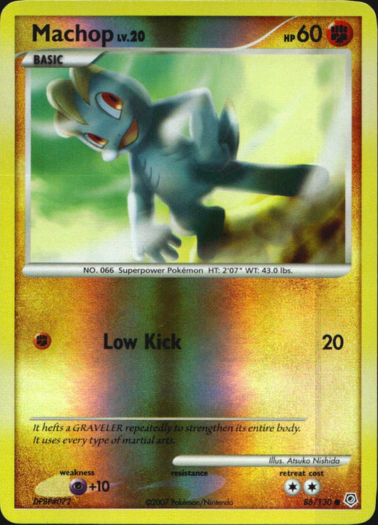 Machop 86/130 Common Diamond & Pearl Pokemon Reverse Holo Near Mint