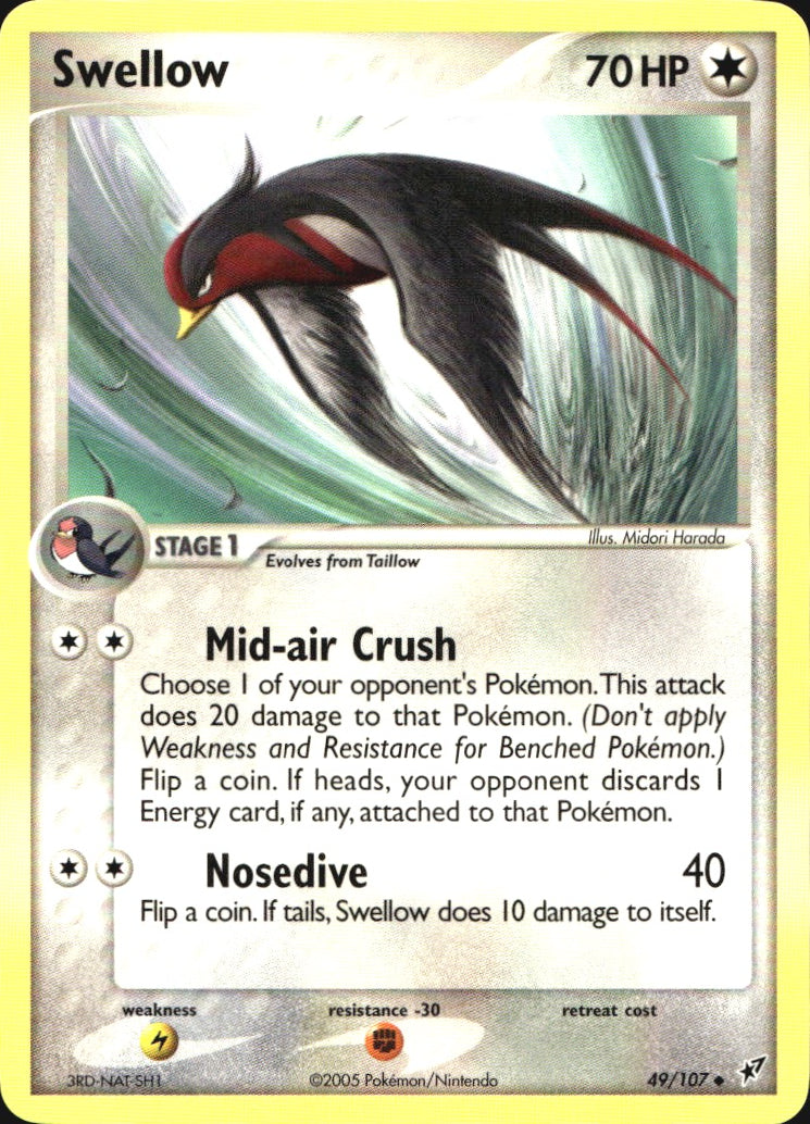 Swellow 49/107 Uncommon Deoxys Pokemon Near Mint