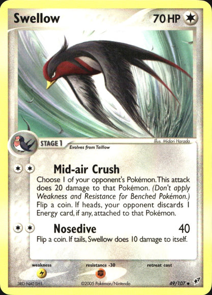 Swellow 49/107 Uncommon Deoxys Pokemon Near Mint