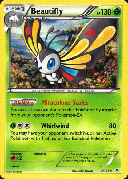 Beautifly 5/108 Holo Rare Roaring Skies Pokemon Near Mint
