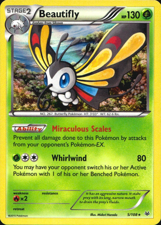 Beautifly 5/108 Holo Rare Roaring Skies Pokemon Near Mint