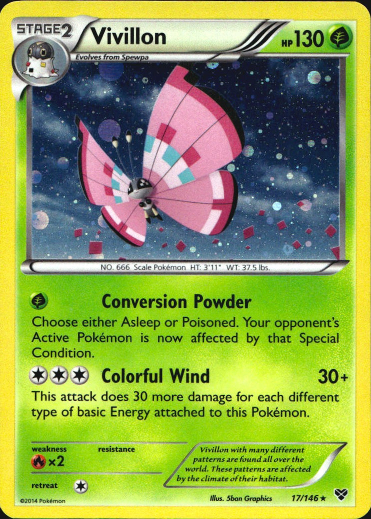 Vivillon 17/146 Holo Rare XY Pokemon Near Mint