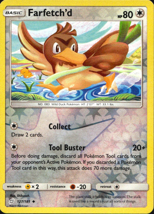 Farfetch'd 127/181 Uncommon Team Up Pokemon Reverse Holo Near Mint