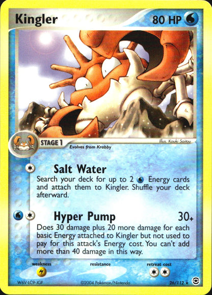 Kingler 26/112 Rare FireRed & LeafGreen Pokemon Near Mint