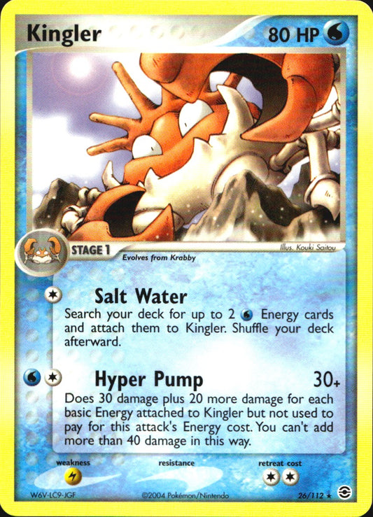 Kingler 26/112 Rare FireRed & LeafGreen Pokemon Near Mint