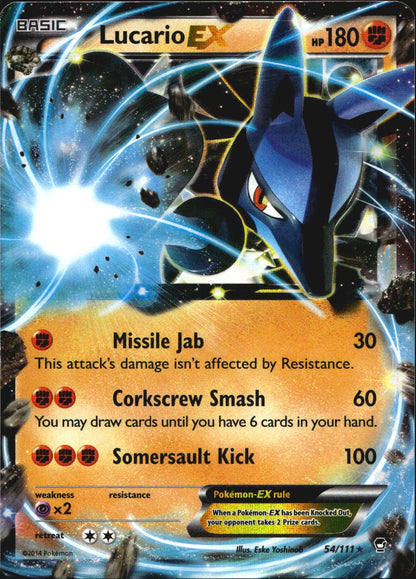 Lucario EX 54/111 Holo EX Rare Furious Fists Pokemon Near Mint