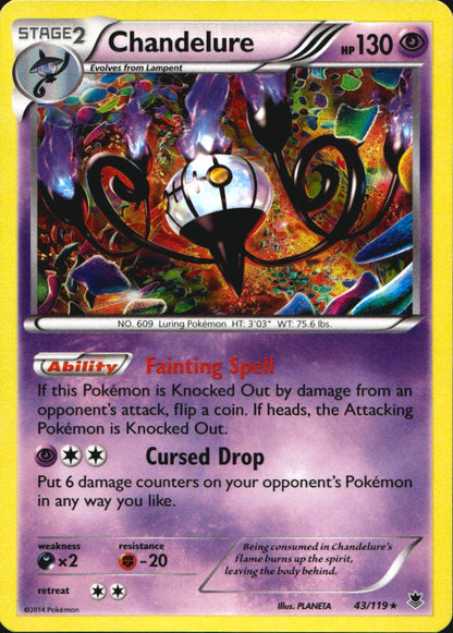 Chandelure 43/119 Holo Rare Phantom Forces Pokemon Near Mint