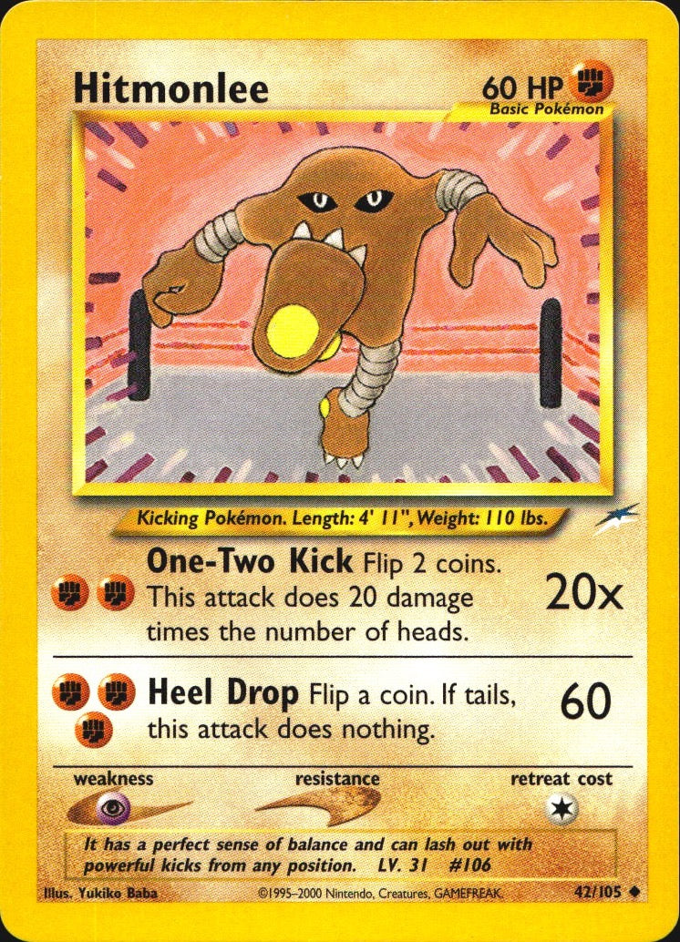 Hitmonlee 42/105 Uncommon Neo Destiny Pokemon Near Mint