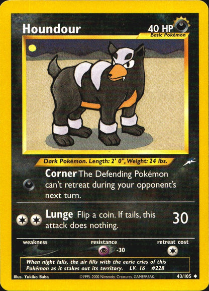 Houndour 43/105 Uncommon Neo Destiny Pokemon Near Mint