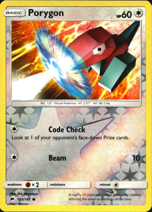 Porygon 103/147 Common Burning Shadows Pokemon Reverse Holo Near Mint