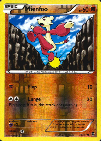 Mienfoo 56/111 Common Furious Fists Pokemon Reverse Holo Near Mint
