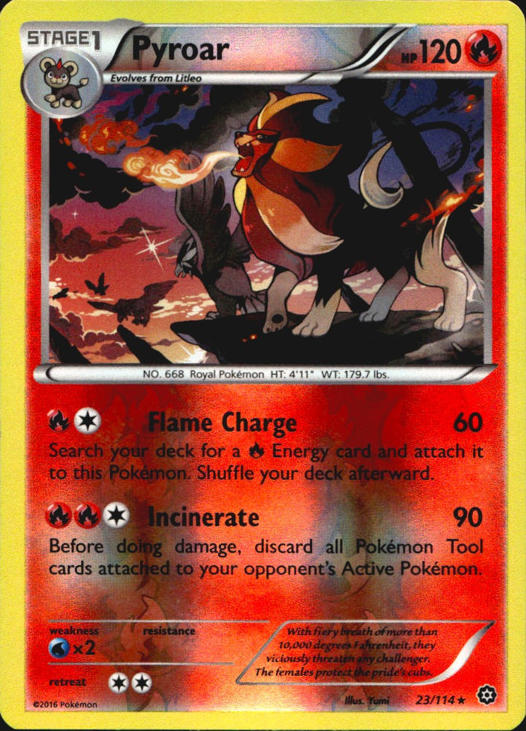 Pyroar 23/114 Rare Steam Siege Pokemon Reverse Holo Near Mint