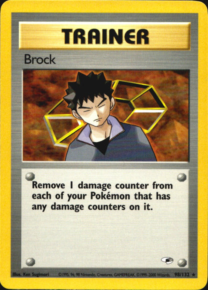 Brock 98/132 Rare Gym Heroes Pokemon Near Mint