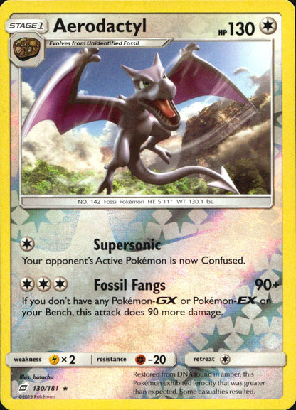 Aerodactyl 130/181 Rare Team Up Pokemon Reverse Holo Near Mint