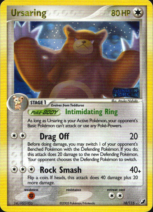Ursaring 18/115 Holo Rare Unseen Forces Pokemon Reverse Holo Near Mint