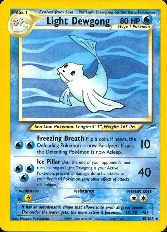 Light Dewgong 45/105 Uncommon Neo Destiny Pokemon Lightly Played