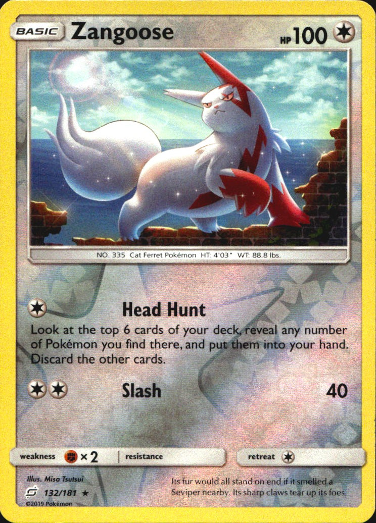 Zangoose 132/181 Holo Rare Team Up Pokemon Reverse Holo Near Mint