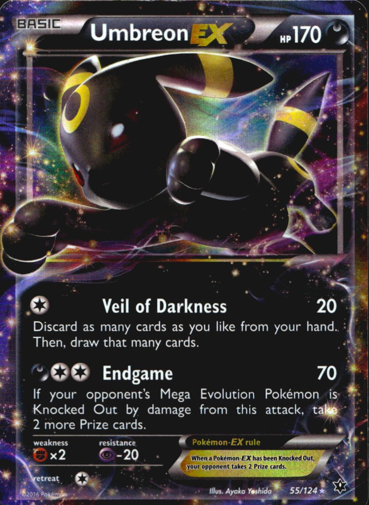 Umbreon EX 55/124 Holo EX Rare Fates Collide Pokemon Lightly Played