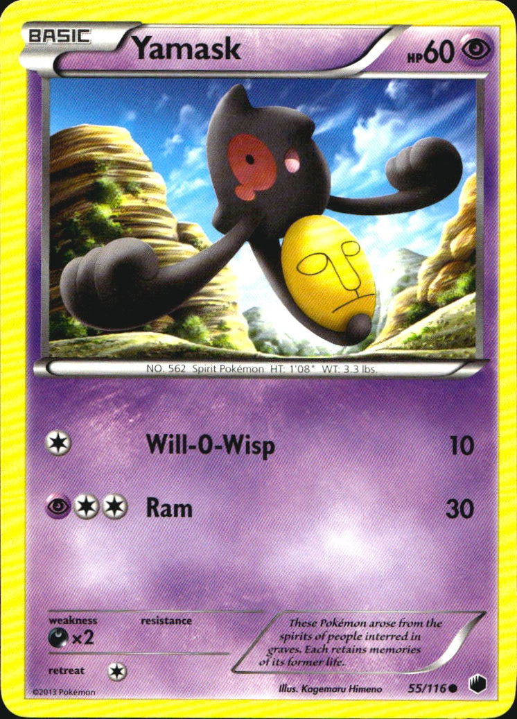 Yamask 55/116 Common Plasma Freeze Pokemon Near Mint