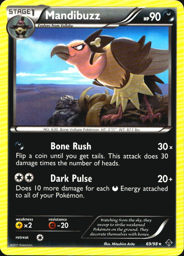 Mandibuzz 69/98 Rare Emerging Powers Pokemon Near Mint