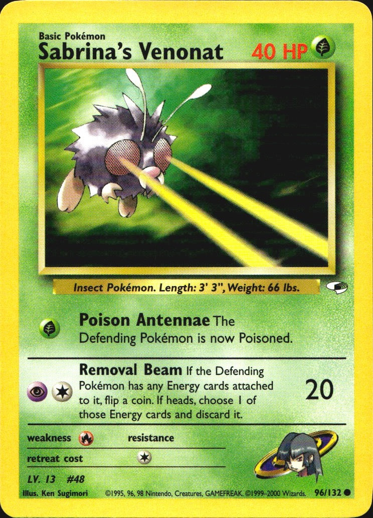 Sabrina's Venonat 96/132 Common Gym Heroes Pokemon Near Mint