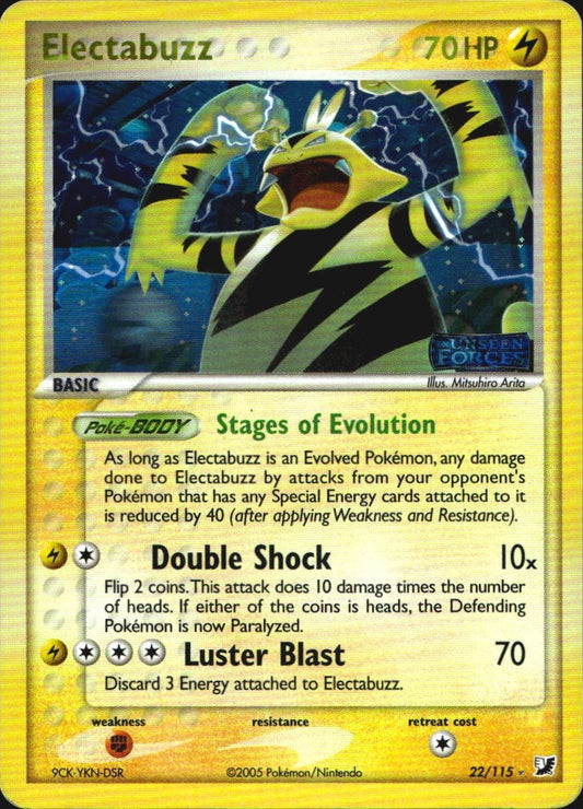 Electabuzz 22/115 Rare Unseen Forces Pokemon Reverse Holo Lightly Played