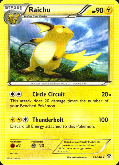 Raichu 43/146 Non Holo Rare XY Pokemon Near Mint