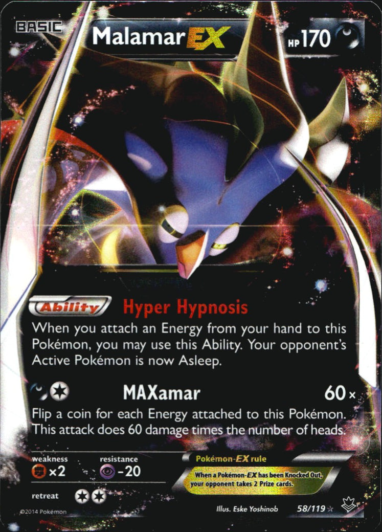 Malamar EX 58/119 Holo Rare EX Phantom Forces Pokemon Near Mint