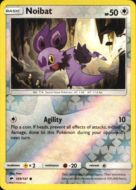 Noibat 109/147 Common Burning Shadows Pokemon Reverse Holo Near Mint